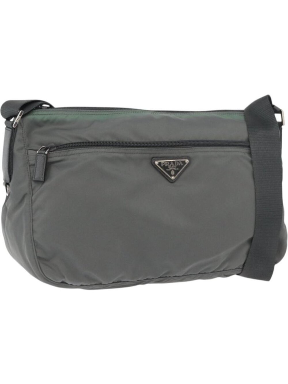 PRADA Shoulder Bag Nylon Green Silver
